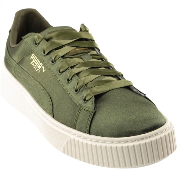 Puma basket green satin sneakers. NWOT. Size 7. - Picture 3 of 4
